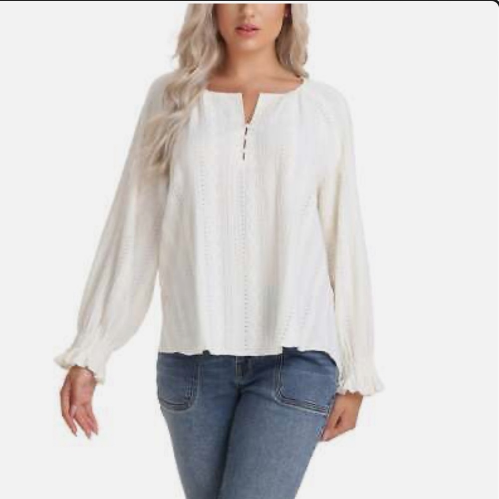 Frye Textured Long Sleeve Peasant Blouse Women's NWT